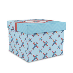 Airplane Theme Gift Box with Lid - Canvas Wrapped - Medium (Personalized)