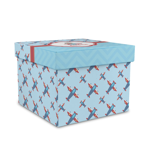 Custom Airplane Theme Gift Box with Lid - Canvas Wrapped - Medium (Personalized)