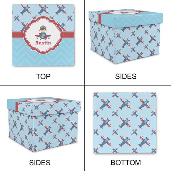 Airplane Theme Gift Boxes with Lid - Canvas Wrapped - Small - Approval