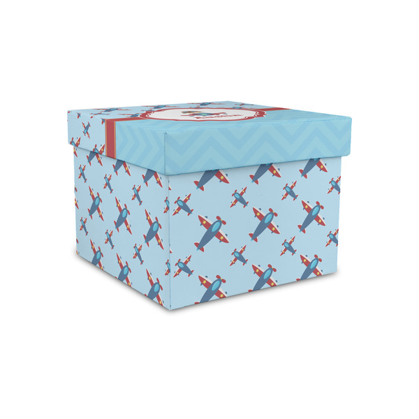 Airplane Theme Gift Boxes with Lid - Canvas Wrapped - Small - Front/Main