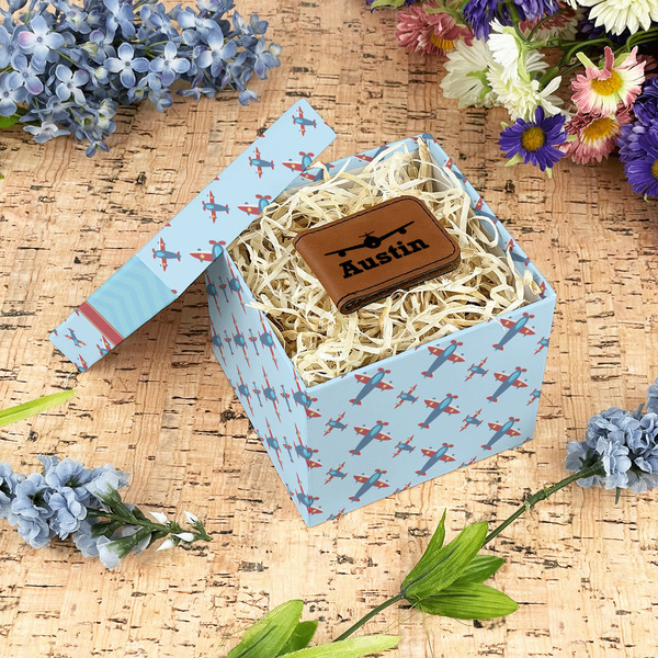 Airplane Theme Gift Boxes with Lid - Canvas Wrapped - Small - In Context