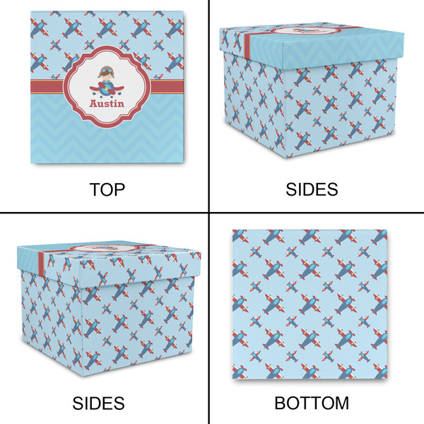 Airplane Theme Gift Boxes with Lid - Canvas Wrapped - X-Large - Approval