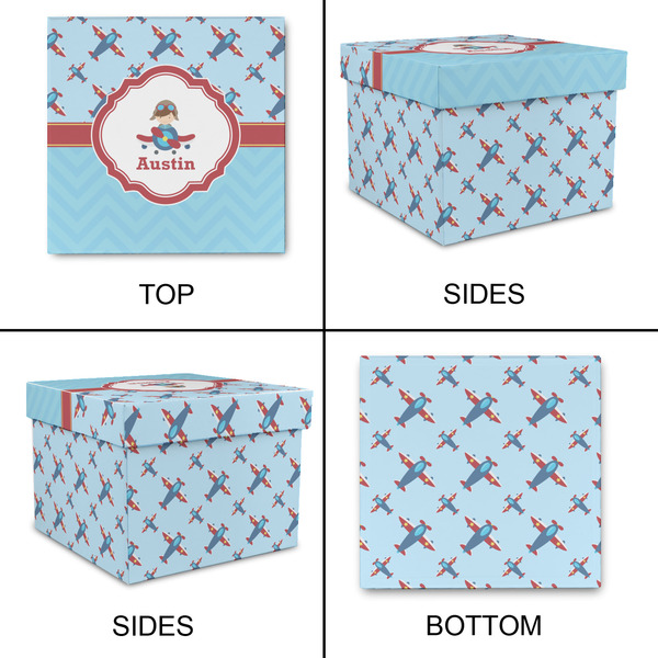 Airplane Theme Gift Boxes with Lid - Canvas Wrapped - XX-Large - Approval