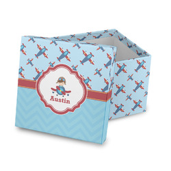 Airplane Theme Gift Box with Lid - Canvas Wrapped (Personalized)