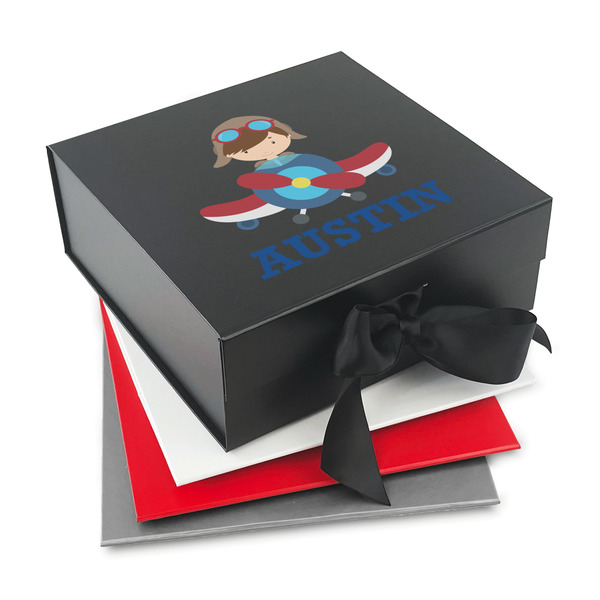 Custom Airplane Theme Gift Box with Magnetic Lid (Personalized)
