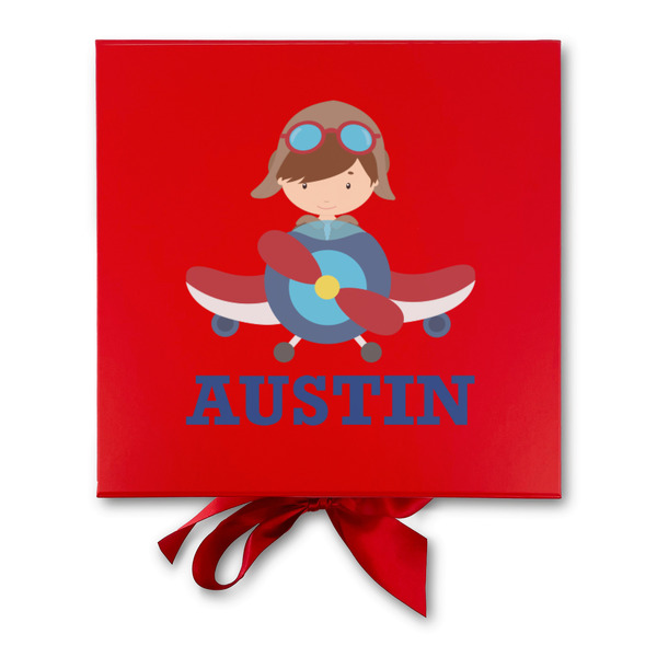 Airplane Theme Gift Boxes with Magnetic Lid - Red - Approval