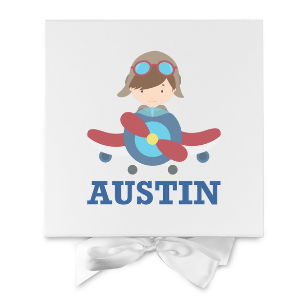 Airplane Theme Gift Boxes with Magnetic Lid - White - Approval