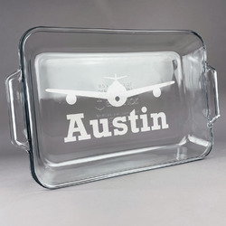 Airplane Theme Glass Baking and Cake Dish (Personalized)