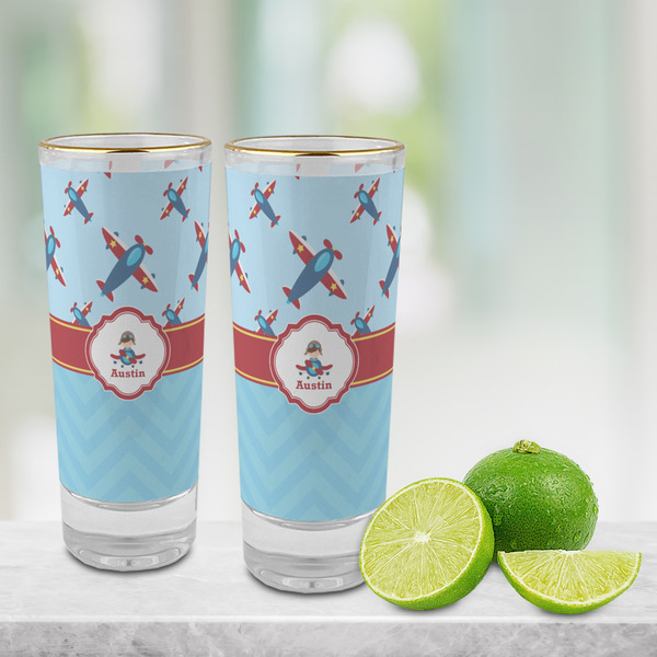 Airplane Theme Glass Shot Glass - 2 oz - LIFESTYLE