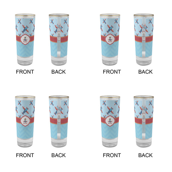 Airplane Theme Glass Shot Glass - 2 oz - Set of 4 - APPROVAL