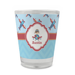 Airplane Theme Glass Shot Glass - 1.5 oz - Set of 4 (Personalized)