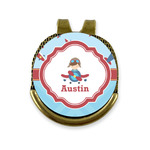 Airplane Theme Golf Ball Marker - Hat Clip - Gold
