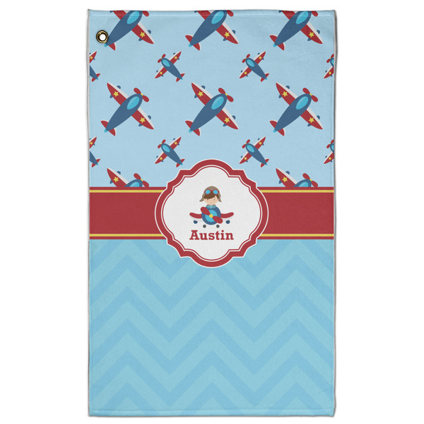 Custom Airplane Theme Golf Towel - Poly-Cotton Blend w/ Name or Text