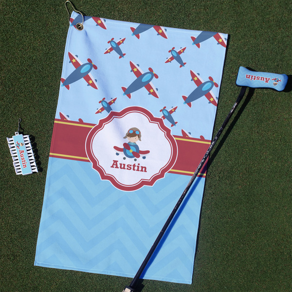 Custom Airplane Theme Golf Towel Gift Set (Personalized)