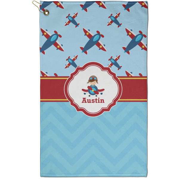 Custom Airplane Theme Golf Towel - Poly-Cotton Blend - Small w/ Name or Text