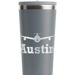 Airplane Theme RTIC Everyday Tumbler with Straw - 28oz - Grey - Single-Sided (Personalized)