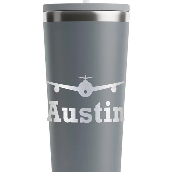 Airplane Theme Grey RTIC Everyday Tumbler - 28 oz. - Close Up