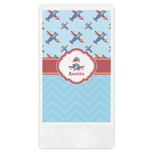 Custom Airplane Theme Guest Napkins - Full Color - Embossed Edge (Personalized)