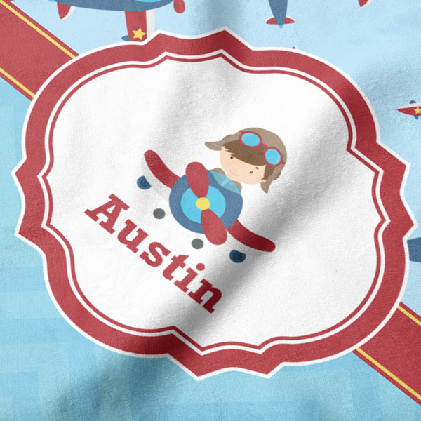 Airplane Theme Hooded Baby Towel- Detail Close Up
