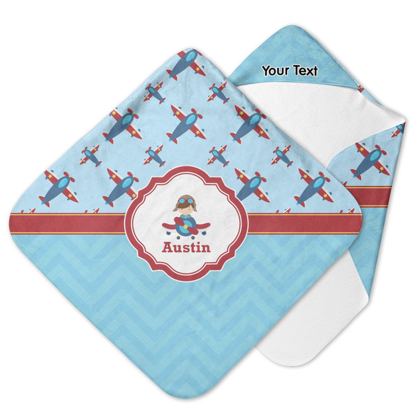 Custom Airplane Theme Hooded Baby Towel (Personalized)