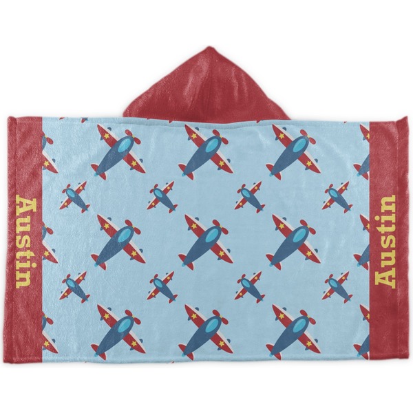 Custom Airplane Theme Kids Hooded Towel (Personalized)