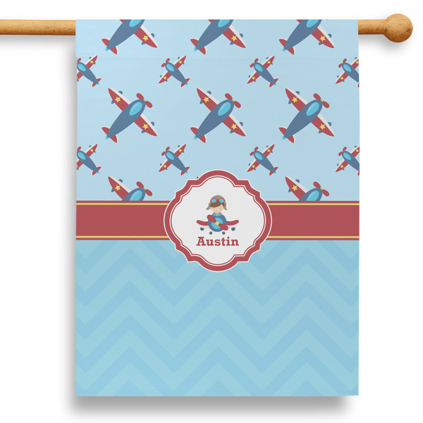 Custom Airplane Theme 28" House Flag - Single Sided (Personalized)