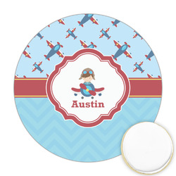 Airplane Theme Printed Cookie Topper - Round (Personalized)