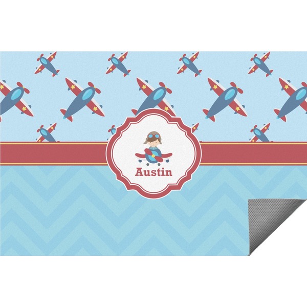 Custom Airplane Theme Indoor / Outdoor Rug - 6'x8' w/ Name or Text