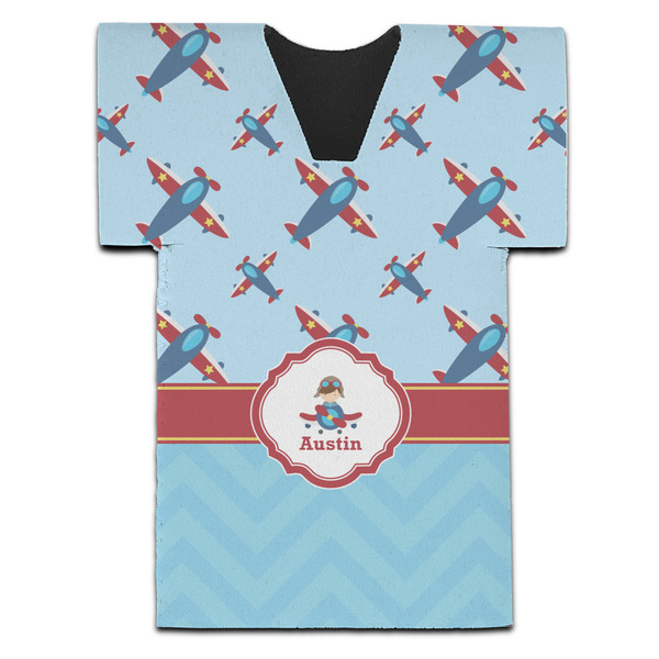 Airplane Theme Jersey Bottle Cooler - Set of 4 - FRONT (flat)