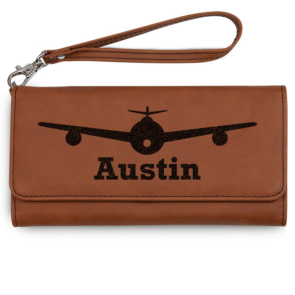 Custom Airplane Theme Ladies Leatherette Wallet - Laser Engraved (Personalized)