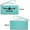 Airplane Theme Ladies Wallets - Faux Leather - Teal - Front & Back View
