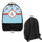 Airplane Theme Large Backpack - Black - Front & Back View