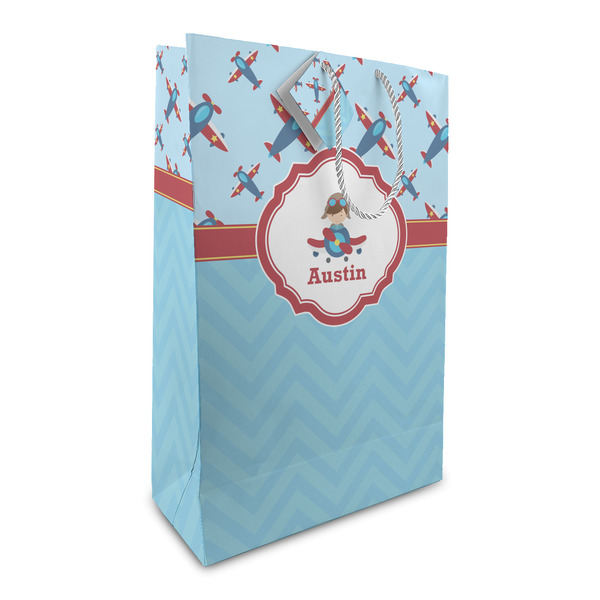 Custom Airplane Theme Large Gift Bag (Personalized)