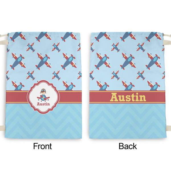 Airplane Theme Large Laundry Bag - Front & Back View