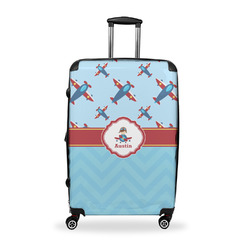 Airplane Theme Suitcase - 28" Large - Checked w/ Name or Text