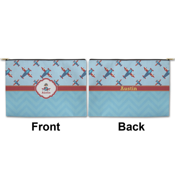 Airplane Theme Large Zipper Pouch Approval (Front and Back)