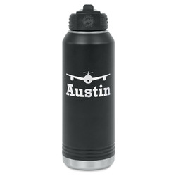 Airplane Theme Water Bottle - Laser Engraved - Front (Personalized)