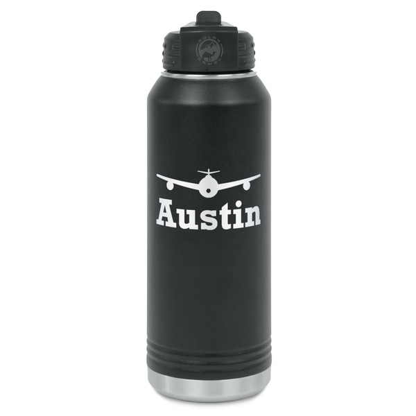 Custom Airplane Theme Water Bottles - Laser Engraved - Front & Back (Personalized)