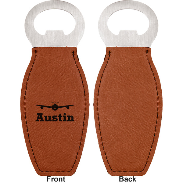 Airplane Theme Leather Bar Bottle Opener - Front and Back (single sided)