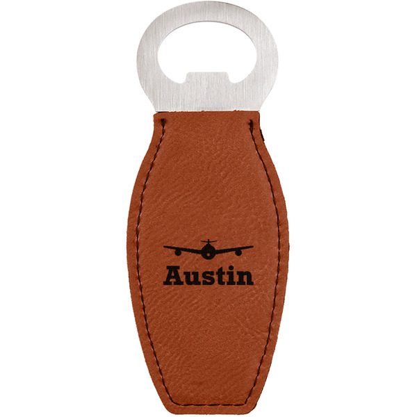 Custom Airplane Theme Leatherette Bottle Opener (Personalized)