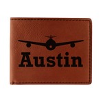 Airplane Theme Leatherette Bifold Wallet (Personalized)
