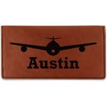 Airplane Theme Leatherette Checkbook Holder - Single Sided (Personalized)