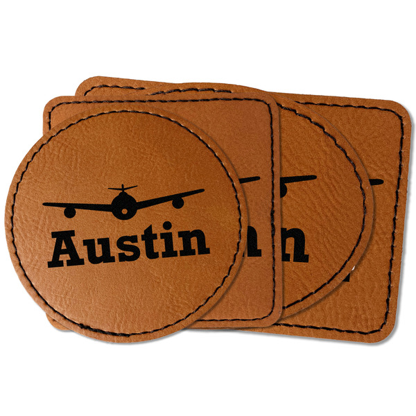 Custom Airplane Theme Faux Leather Iron On Patch (Personalized)