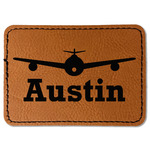 Airplane Theme Faux Leather Iron On Patch - Rectangle (Personalized)