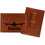 Airplane Theme Leatherette Wallet with Money Clip (Personalized)