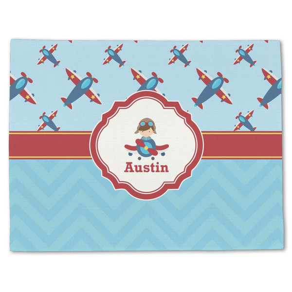 Custom Airplane Theme Single-Sided Linen Placemat - Single w/ Name or Text