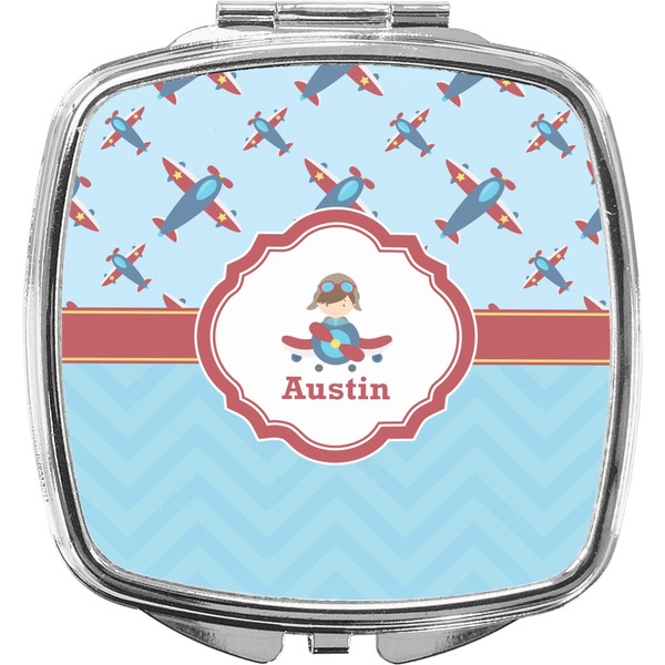 Custom Airplane Theme Compact Makeup Mirror (Personalized)