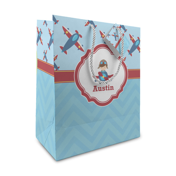 Custom Airplane Theme Medium Gift Bag (Personalized)
