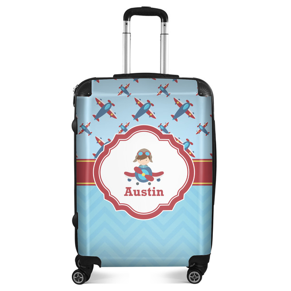 Custom Airplane Theme Suitcase - 24" Medium - Checked (Personalized)