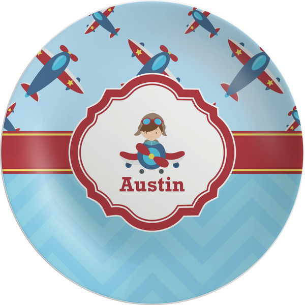 Custom Airplane Theme Melamine Salad Plate - 8" (Personalized)